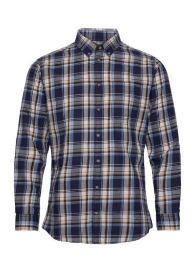 Slhslim-Dan Flannel Shirt Ls O Tops Shirts Casual Navy Selected Homme