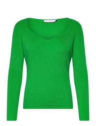 Knit With Heart Shape Neck Tops Knitwear Jumpers Green Coster Copenhag...