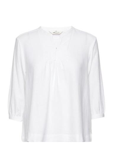 Nedel Tunique Tops Blouses Short-sleeved White Basic Apparel