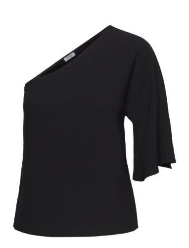 Sue Shoulder Top Tops T-shirts & Tops Short-sleeved Black Marville Roa...