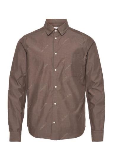 Les Deux Jacquard Flannel Shirt Tops Shirts Casual Brown Les Deux