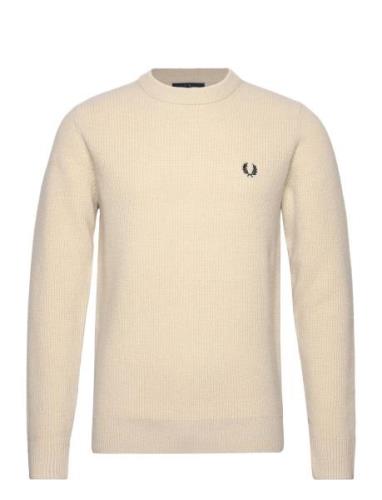 Lambswool Jumper Tops Knitwear Round Necks Cream Fred Perry