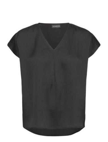 Slioana Marija Top Tops Blouses Short-sleeved Black Soaked In Luxury