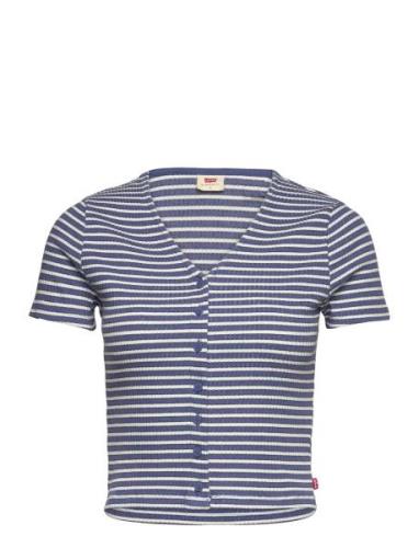 Monica Ss Penny Stripe Coastal Tops T-shirts & Tops Short-sleeved Blue...