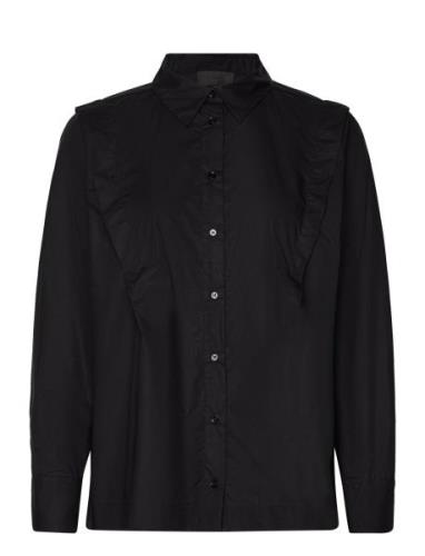 Lr-Bradie Tops Shirts Long-sleeved Black Levete Room