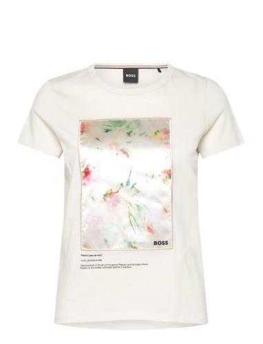 Eventsa_Placed Tops T-shirts & Tops Short-sleeved Cream BOSS