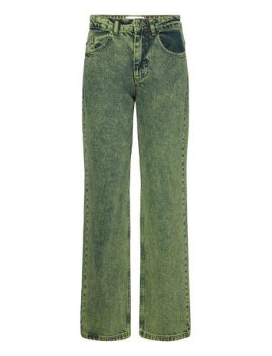 Leah Acid Denim Pants Bottoms Jeans Wide Green Hosbjerg