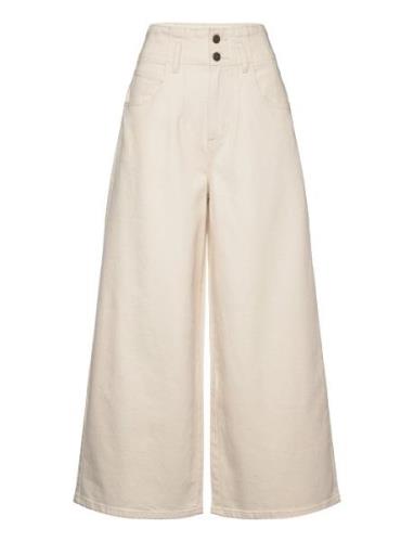 Pleated Straight Leg Bottoms Jeans Wide Cream Lee Jeans