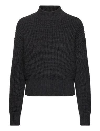 Texture Mock-Nk Swt Tops Knitwear Jumpers Black Tommy Hilfiger