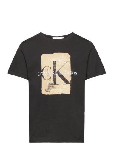 Second Skin Print Ss T-Shirt Tops T-shirts Short-sleeved Black Calvin ...