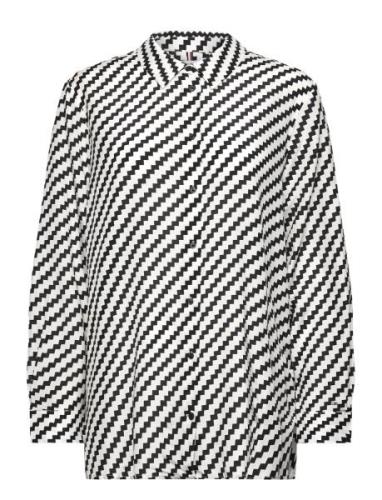 Crv Zigzag Printed Shirt Tops Shirts Long-sleeved Black Tommy Hilfiger