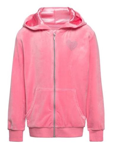 Hoodjacket Velour Tops Sweat-shirts & Hoodies Hoodies Pink Lindex