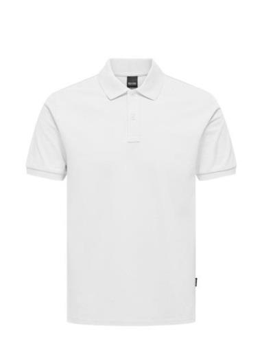 Onstray Slim Ss Polo Tops Polos Short-sleeved White ONLY & SONS
