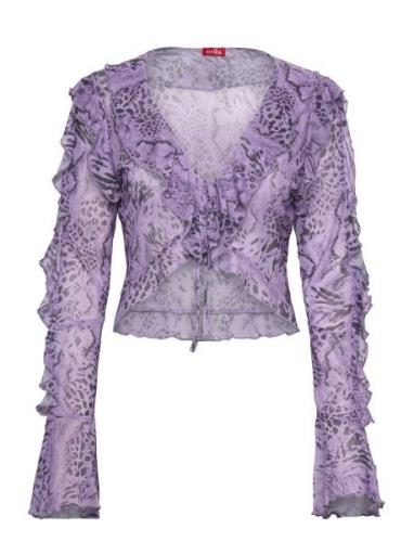 Charmcras Blouse Tops Blouses Long-sleeved Purple Cras