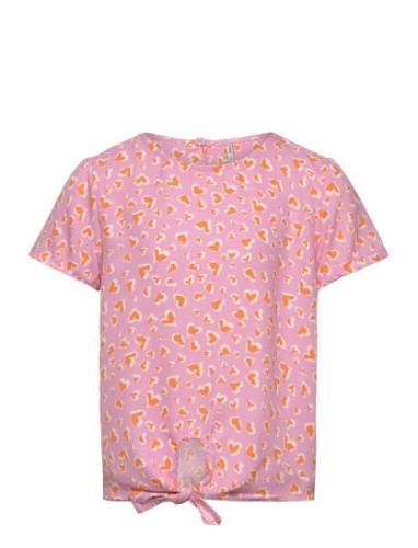 Kogpalma Knot S/S Top Ptm Tops T-shirts Short-sleeved Pink Kids Only
