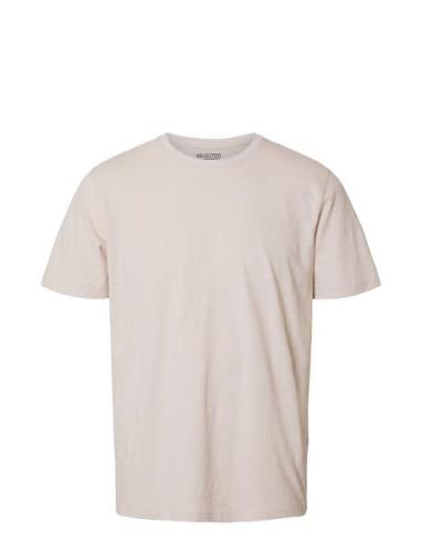 Slhaspen Slub Ss O-Neck Tee Noos Tops T-shirts Short-sleeved Cream Sel...