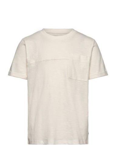 Cutline T-Shirt Tops T-shirts Short-sleeved White Tom Tailor