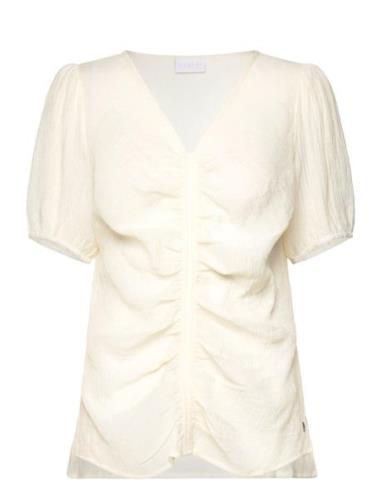 Blouse With Ruching Tops Blouses Short-sleeved Cream Coster Copenhagen