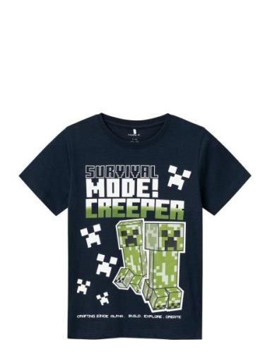 Nkmmylius Minecraft Ss Top Noos Bfu Tops T-shirts Short-sleeved Navy N...