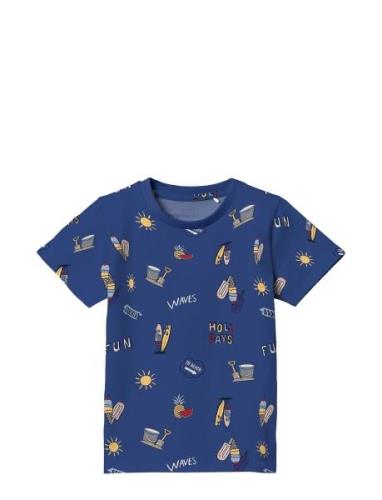 Nmmflyne Ss Top Box Tops T-shirts Short-sleeved Blue Name It