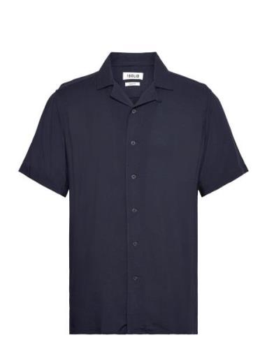 Sdfaye Shirt Tops Shirts Short-sleeved Blue Solid