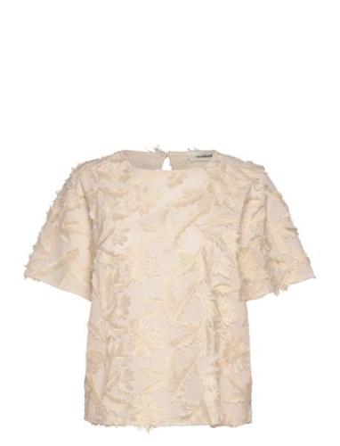 Sllucia Blouse Ss Tops Blouses Short-sleeved Cream Soaked In Luxury