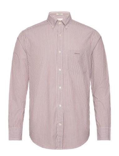 Reg Poplin Stripe Shirt Tops Shirts Casual Brown GANT