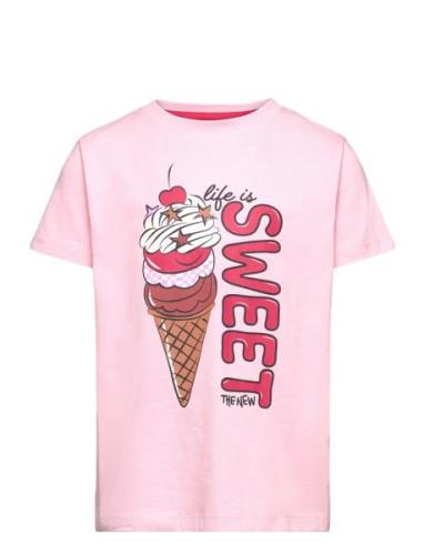 Tnjory S_S Tee Tops T-shirts Short-sleeved Pink The New