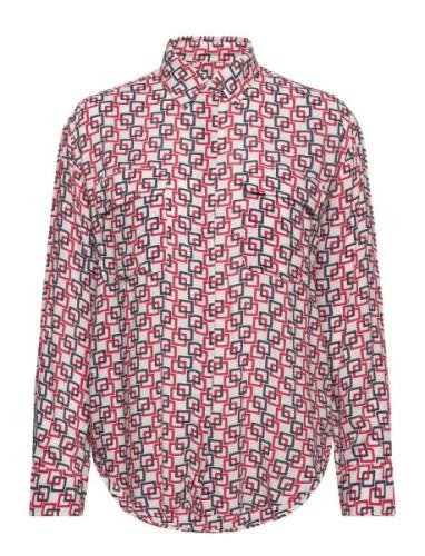 Rel Geometric Print Shirt Tops Shirts Long-sleeved Red GANT