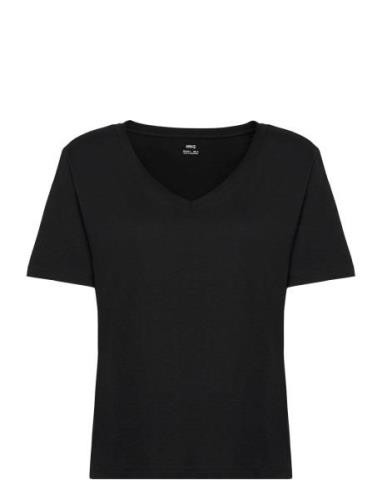 100% Cotton V-Neck T-Shirt Tops T-shirts & Tops Short-sleeved Black Ma...