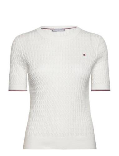Co Cable C-Nk Ss Swt Tops Knitwear Jumpers White Tommy Hilfiger