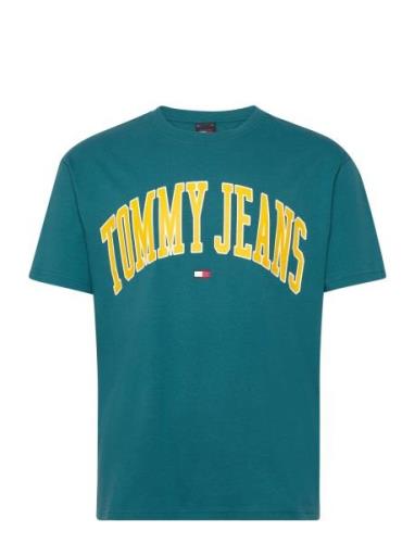 Tjm Reg Popcolor Varsity Tee Ext Tops T-shirts Short-sleeved Blue Tomm...