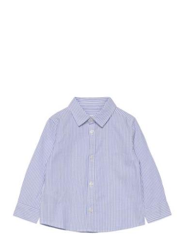 Oxford Cotton Shirt Tops Shirts Long-sleeved Shirts Blue Mango