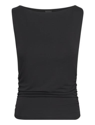 Soft Touch Boatneck Top Tops T-shirts & Tops Sleeveless Black Gina Tri...