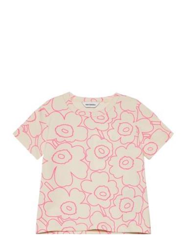 Soida Mini Piirto Unikko I Tops T-shirts Short-sleeved Cream Marimekko