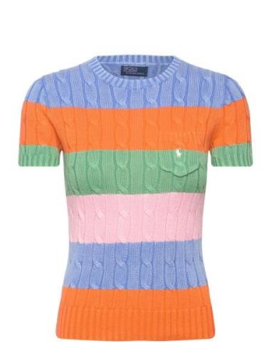 Striped Cable Short-Sleeve Sweater Tops Knitwear Jumpers Multi/pattern...