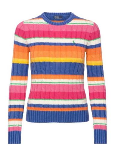 Striped Cable Cotton Crewneck Sweater Tops Knitwear Jumpers Multi/patt...