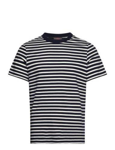 Durwin Striped Tee Tops T-shirts Short-sleeved White Morris