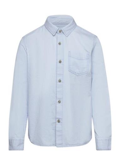 Pocket Denim Shirt Tops Shirts Long-sleeved Shirts Blue Mango