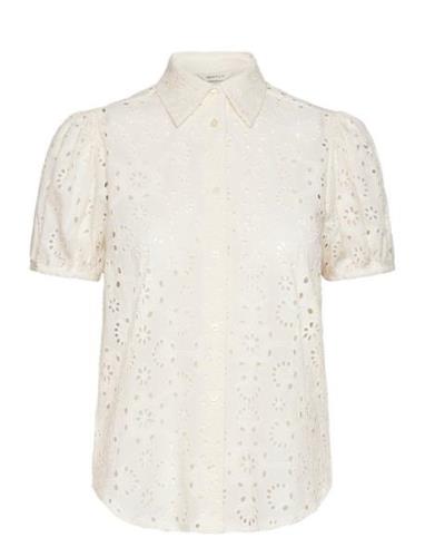Reg Broderie Anglaise Ss Shirt Tops Blouses Short-sleeved White GANT