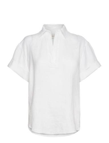 Rel Linen Popover Ss Shirt Tops Shirts Short-sleeved White GANT