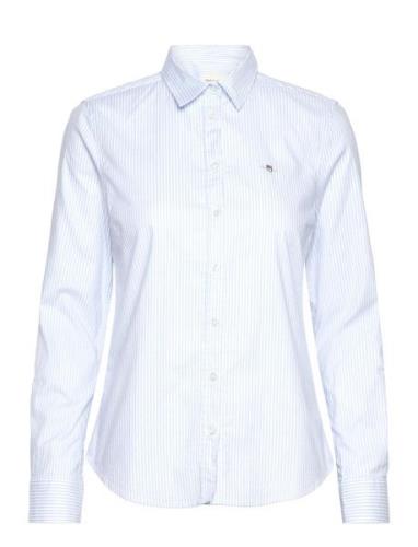 Slim Stretch Oxford Striped Shirt Tops Shirts Long-sleeved Blue GANT