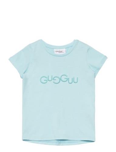 Logo T-Shirt Tops T-shirts Short-sleeved Blue Gugguu