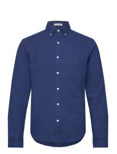 Reg Indigo Waffle Shirt Tops Shirts Casual Blue GANT