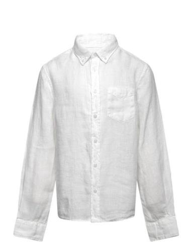 Reg. Linen Ls Bd Shirt Tops Shirts Long-sleeved Shirts White GANT
