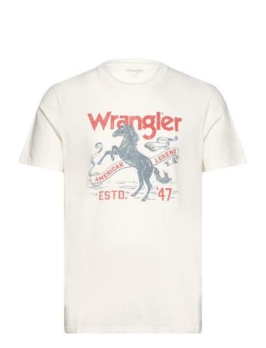 Americana Tee Tops T-shirts Short-sleeved White Wrangler