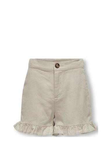 Kogcaro Frill Linen Shorts Wvn Bottoms Shorts Cream Kids Only