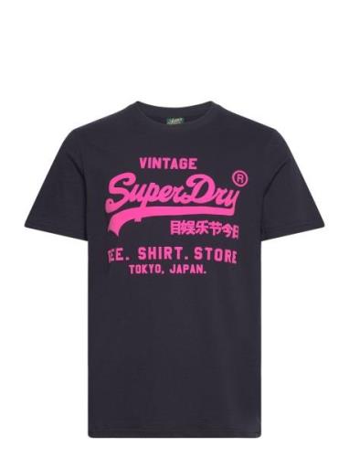 Neon Vl T Shirt Tops T-shirts Short-sleeved Navy Superdry