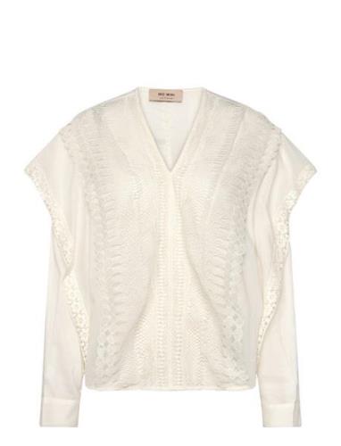 Mmfina Lace Blouse Tops Blouses Long-sleeved Cream MOS MOSH
