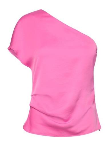 2Nd Cornlie - Satin Daze Tops Blouses Short-sleeved Pink 2NDDAY